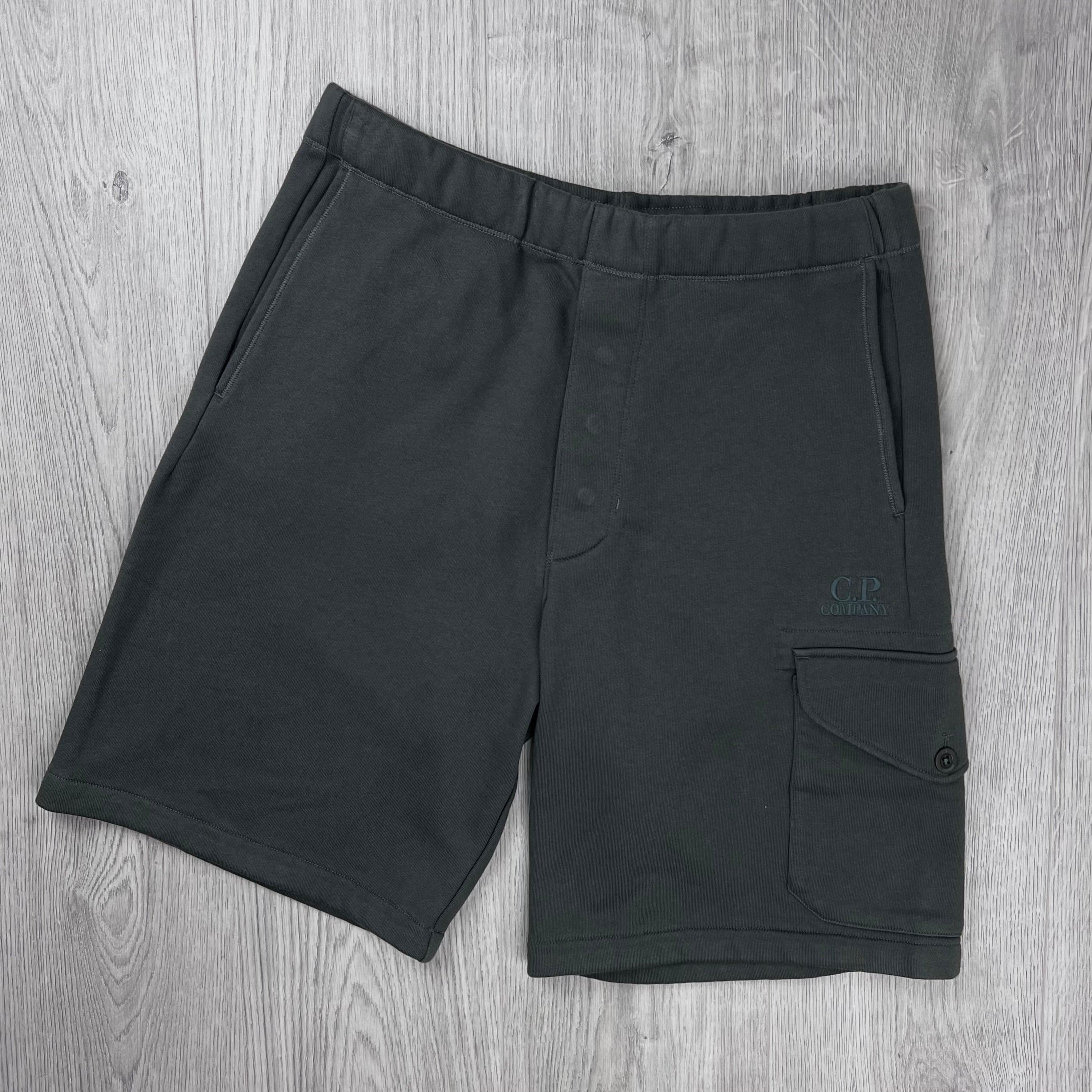 CP Company Raised Fleece Jersey Shorts - Gunmetal