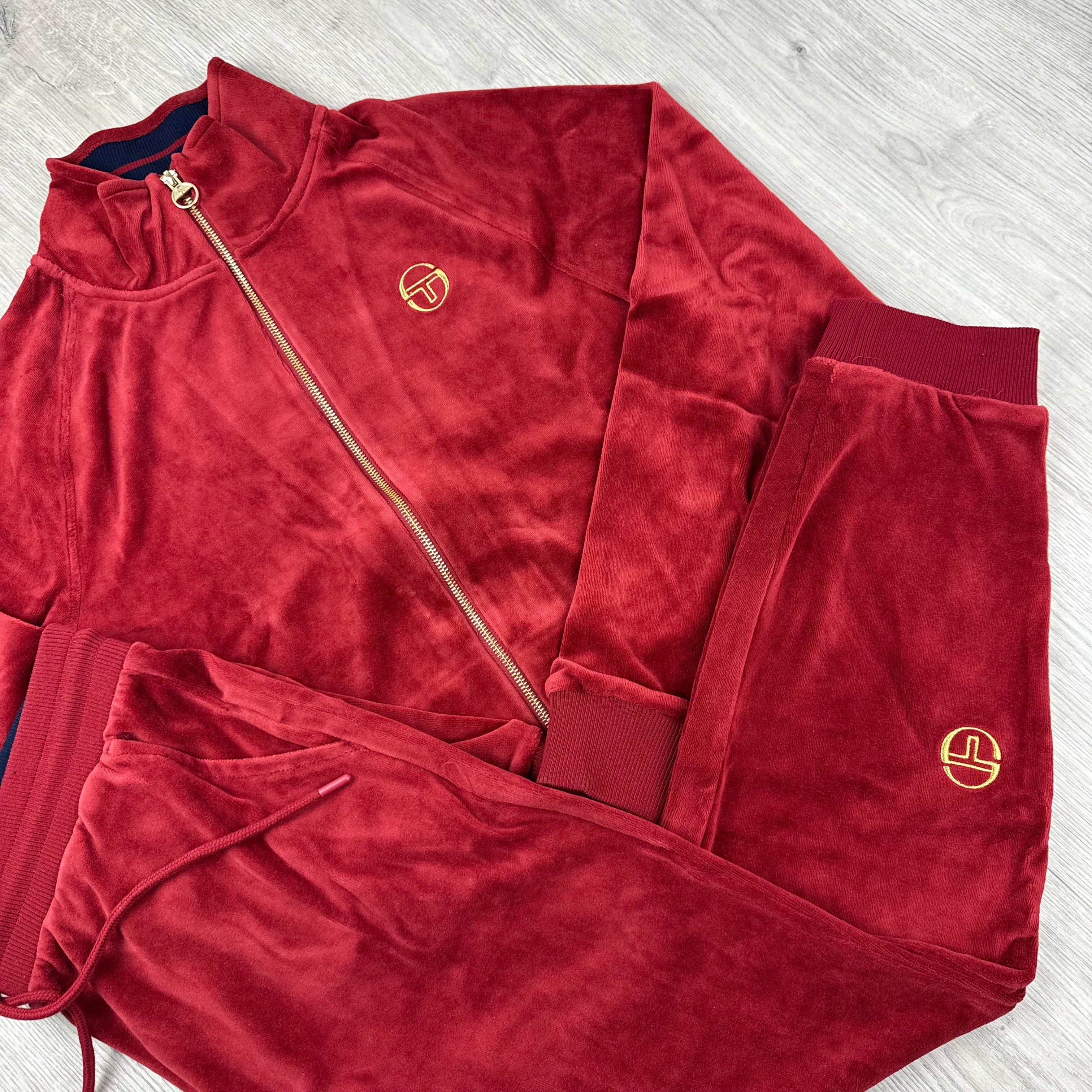 Sergio Tacchini 'Court' Velour Tracksuit - Brick Red