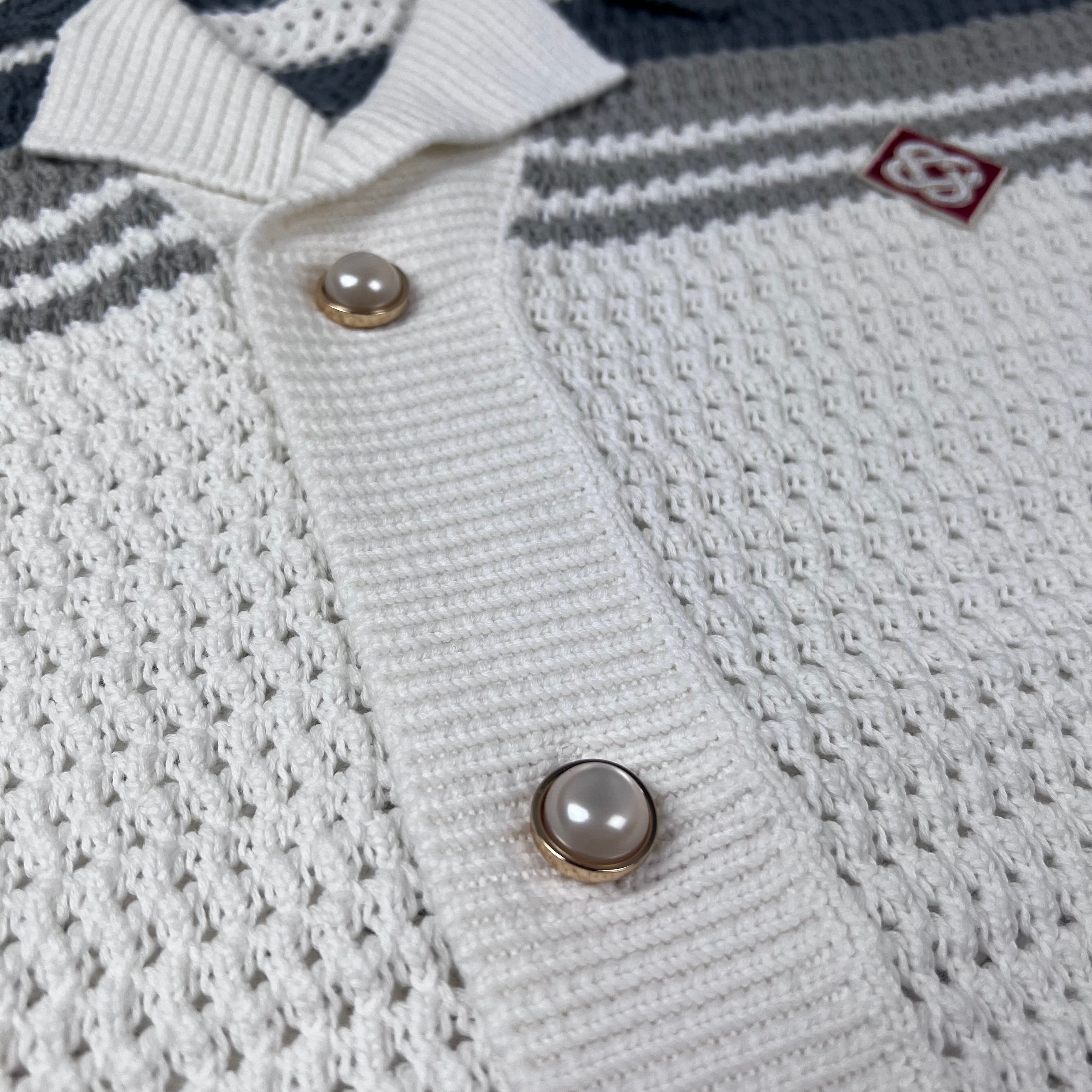 Casablanca Stripe Crochet Shirt - White