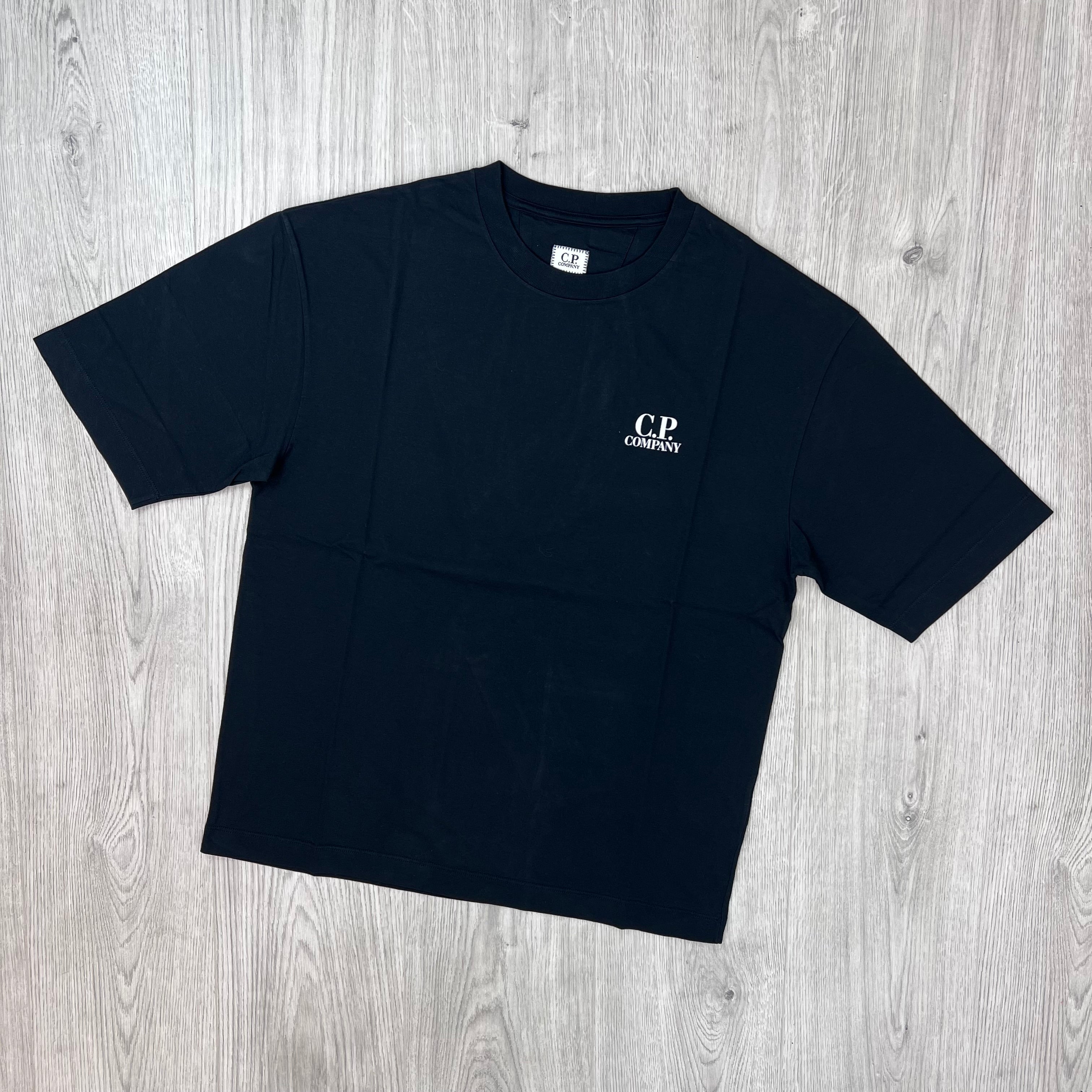 CP Company 30/1 Jersey Short Sleeve British Sailor T-Shirt in Black - front view