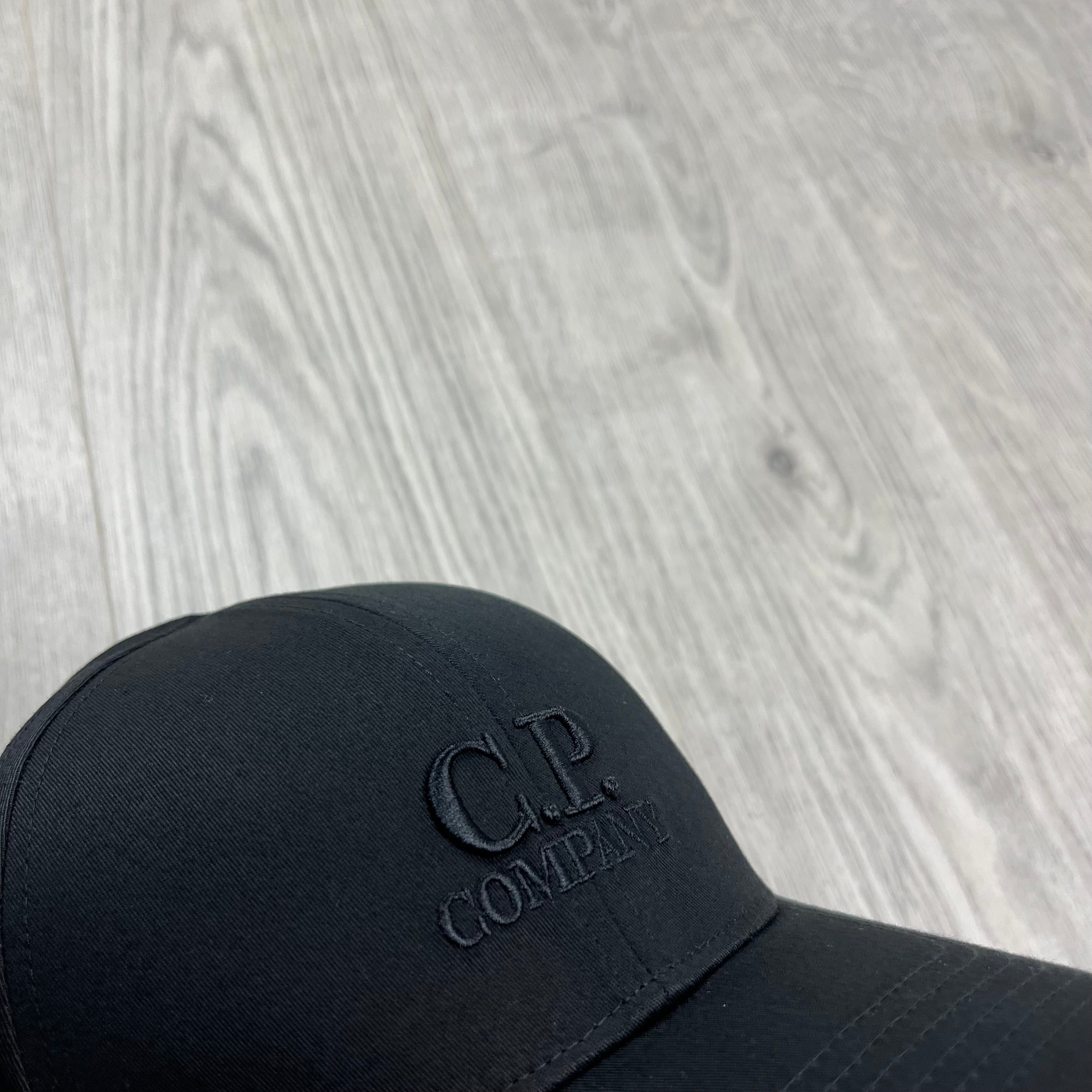 CP Company Gabardine Baseball Cap in Black. On sale at Open Attire.