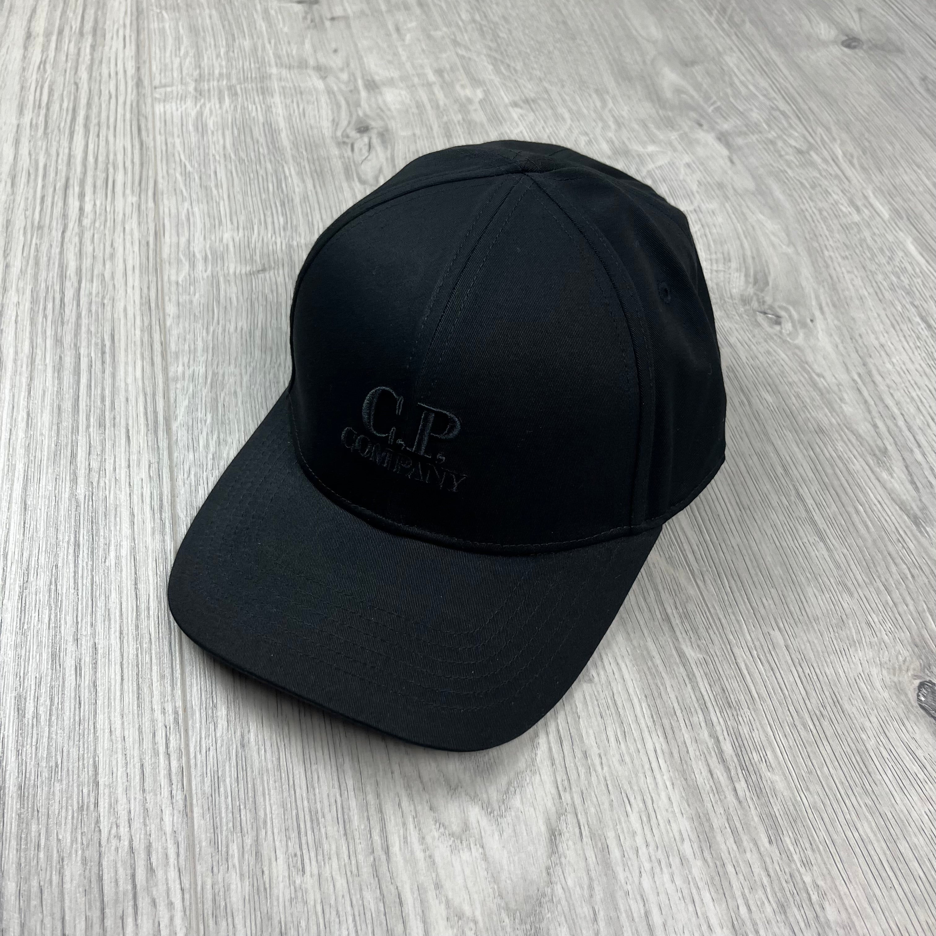 CP Company Gabardine Baseball Cap in Black. On sale at Open Attire.