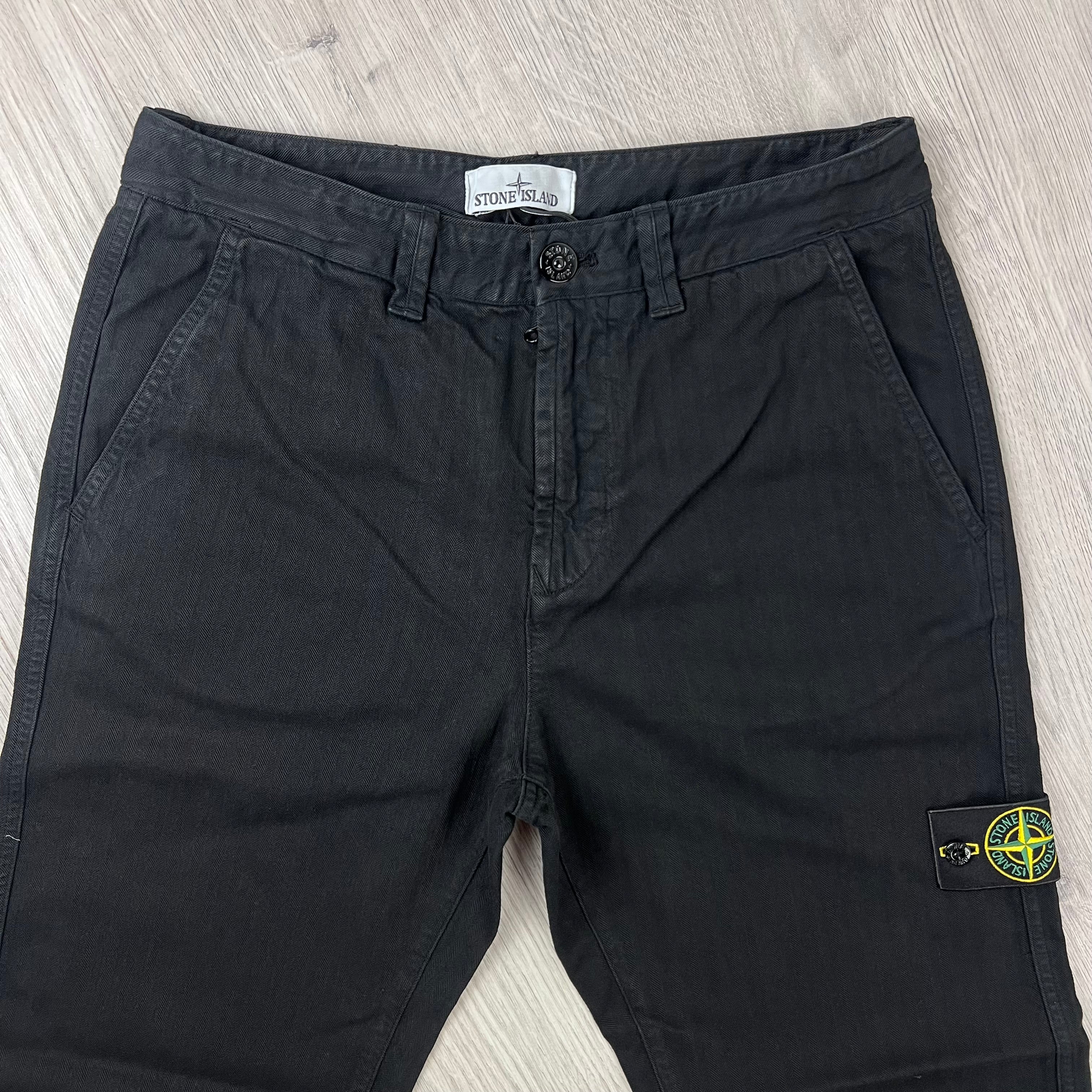 Stone Island Herringbone Trousers - Black
