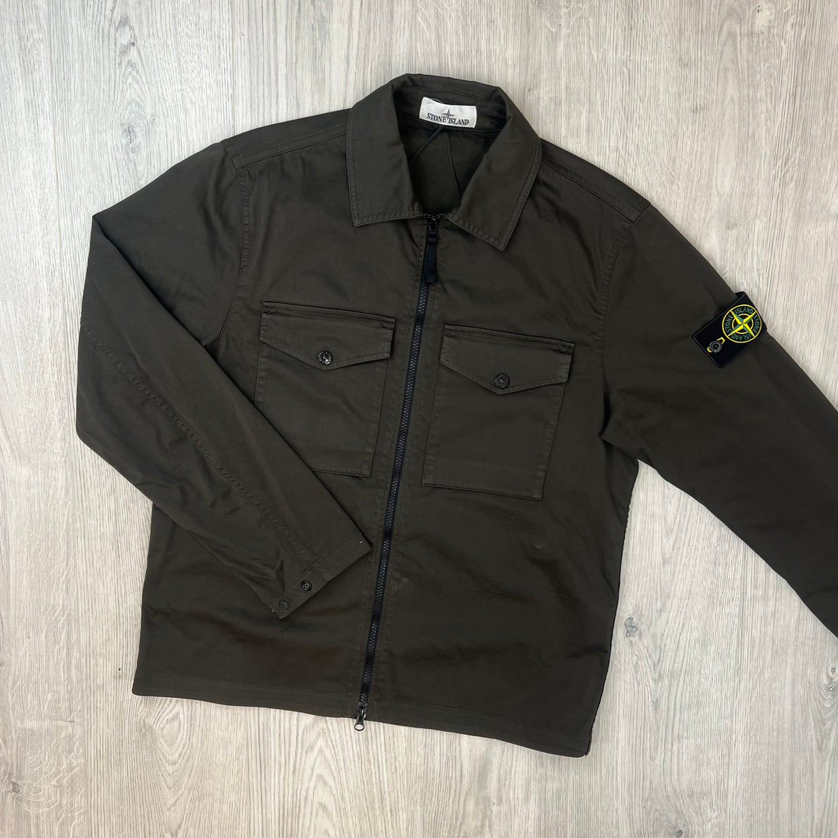 Stone Island Zip Overshirt - Coal Grey